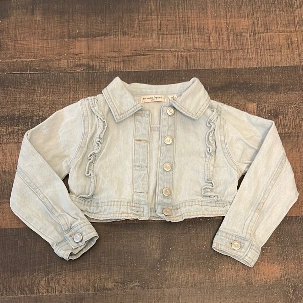 Girls size 2T Nanette Lepore cropped light blue jean jacket